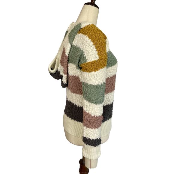 Absolutely Chunky Knit Hoodie Sweater S Nordstrom Striped Boucle NWT - Picture 5 of 10